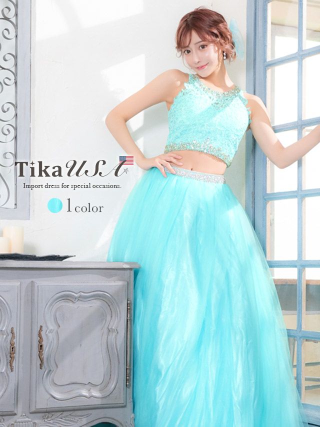 LA直輸入 レース×ビジューセットアップボリュームAラインロングバースデードレス (Sサイズ Mサイズ) (明日花キララ キャバドレス着用)