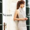 Veautt ヴュート 高級ハイネック背中あきジップスリット膝丈ドレス