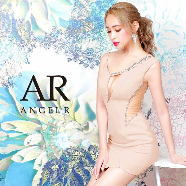 Angel-R エンジェルアール 高級ノースリーブデコルテビジューくびれタイトミニドレス