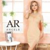 Angel-R エンジェルアール 高級肩あきビジューネック半袖シアー切替くびれタイトミニドレス