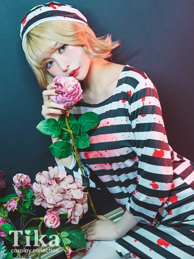 コスプレ ハロウィン 仮装 衣装 イベント  お化けの日 テーマパーク Tika ティカ 血まみれホラー囚人ゾンビ ハロウィンコスプレ3点セット
