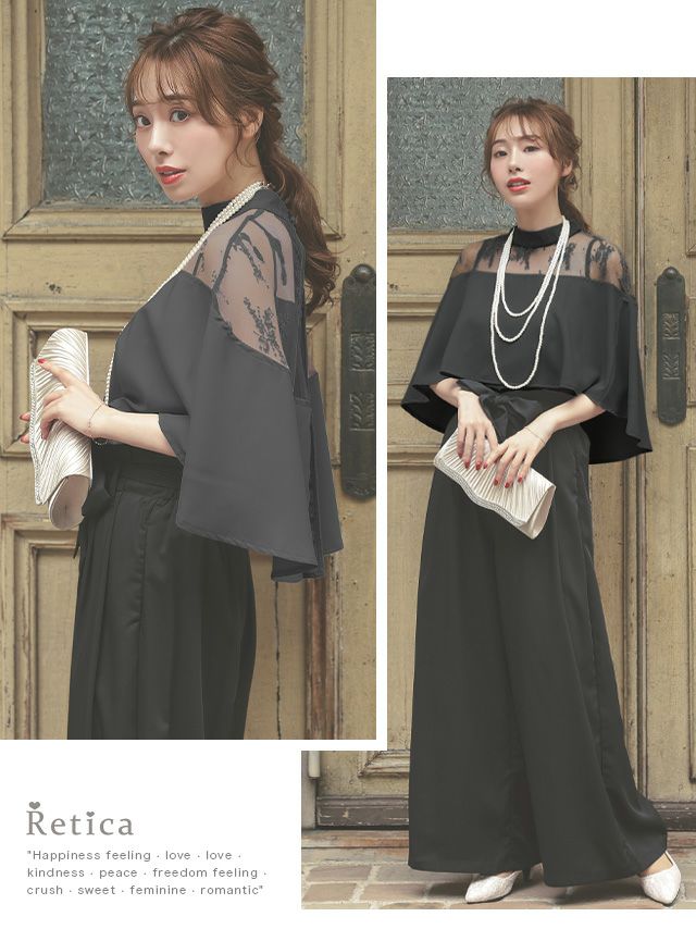 カシュクールデザインハイウエスト切り替えパーティードレスのイメージ画像2