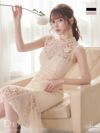 キャバドレス ミニドレス [SALE] DEA.byROBEdeFLEURS ディアバイローブドフルール 高級レースデザインマーメイドワンピースノースリーブ膝丈ドレス