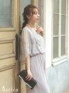 オールインワン大人ワイドパンツレーススリーブ結婚式パーティードレス