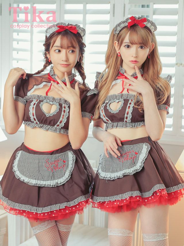 コスプレ メイド服 衣装 仮装 お化けの日 ハロウィンコスプレ 4点set ラブリーギンガムチェックリボンセクシーランジェリー風エロかわメイド