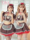 コスプレ メイド服 衣装 仮装 お化けの日 Tika ティカ ハロウィンコスプレ 4点set ラブリーギンガムチェックリボンセクシーランジェリー風エロかわメイド
