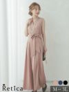 カシュクールネックウエストリボンワンカラーパンツ結婚式パーティードレス
