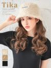 帽子 ウィッグ ハット イメージチェンジ ロング 巻き髪 Tika ティカ ロングカールウィッグ付きボアバケット帽子