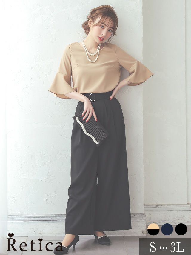 SALE シンプル5部袖トップスリングベルト...