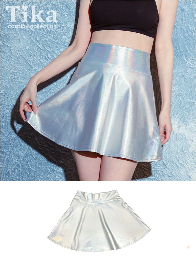 コスプレ スカート 単品 Aライン ダンス衣装 仮装 小物 グッズ コスプレ 小物 ホログラフィックフレアスカート
