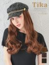 帽子 ウィッグ ロングヘア エクステ イメチェン Tika ティカ 選べるストレート&カールロングウィッグ付きツイードチェーンキャスケット