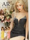 Angel-R エンジェルアール 高級バストフロントジップサイドメッシュカットツイードキャミソールタイトミニドレス