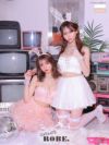 anier.ROBE アニエルローブ 高級コスプレ 高級ビジューホルターネックバストレースアップセットアップペアへそ出しバニーフレアスカートミニドレス