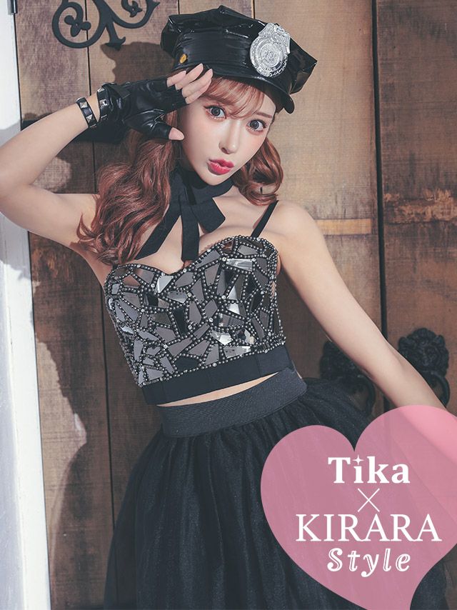 コスプレ 警察 警官 衣装 仮装 制服 コスチューム ハロウィンコスプレ 6点set キラキララインストーンビスチェ×チュールスカートセクシーポリス