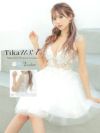 キャバドレス ミニ丈 インポート バースデー 大きいサイズ Tika ティカ パール立体フラワーモチーフ刺繍ボリュームチュールフレアミニドレス