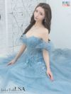 LA直輸入 パフスリーブ付きコルセット風刺繍ビジュー立体フラワーラメチュールロングドレス (XSサイズ～Mサイズ) (愛沢えみり キャバドレス着用)