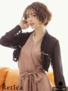 パーティー 羽織り カーディガン 結婚式 ショート丈 二次会 お呼ばれ Tika ティカ パール付きシフォンショートボレロ
