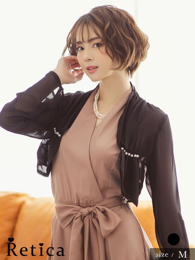 パール付きシフォンショートボレロ