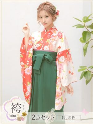 [袴] 華やかぼかし牡丹と鞠はかま2点セット...