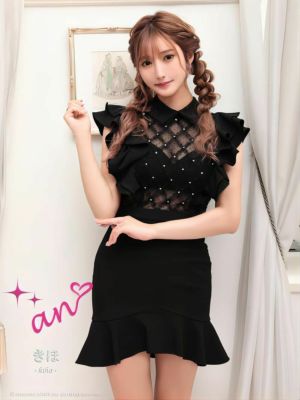 [an/アン] 高級襟付きデコルテシースルー...