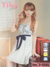 キャバドレス ミニ丈 Aライン ワンピース 大きいサイズ Tika ティカ フェミニンフラワーレースキャミソールジップウエストベリボン付きフレアミニドレス