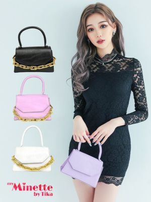 ゴールドチェーン付き2Wayクロコダイル型押...