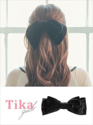 ベロアビッグリボンバレッタヘアアクセサリー