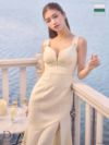 DEA.byROBEdeFLEURS ディアバイローブドフルール 高級バストジップサイドカットノースリーブワンピースタイトロングドレス