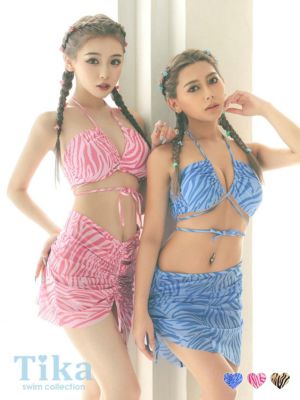 水着 ドロストデザインスカート付きゼブラギャ...