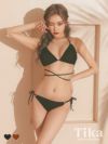 レディース セット 無地 Tika ティカ セクシーシャーリングアンダークロス三角ホルターネックビキニ