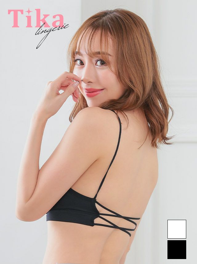 ブラ ブラトップ チューブトップ ノンワイヤー ブラジャー 無地 Tika ティカ カップ付きバッククロスコードチューブブラ