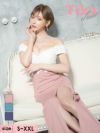 キャバドレス ロング丈 大きいサイズ キャバクラ クラブ Tika ティカ オフショルダーフラワーレース切り替えスリットストレッチタイトロングドレス