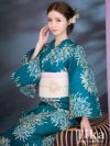 浴衣 レディース セット レトロ 古典 花火大会 Tika ティカ ターコイズに大輪花火 ゆかた3点セット