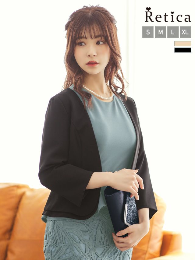 ノーカラーダブルフリルタックボレロジャケット