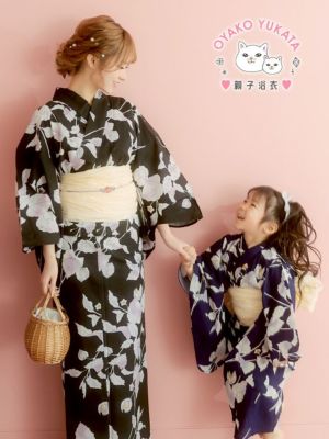 [浴衣] 親子でお揃い 紺地にほおずき ゆか...