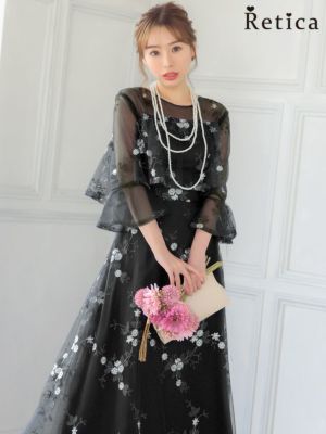 フラワーチュールデコルテシアーロングスカート...