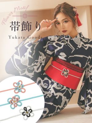 [浴衣小物] パール付きフラワーモチーフ飾り...