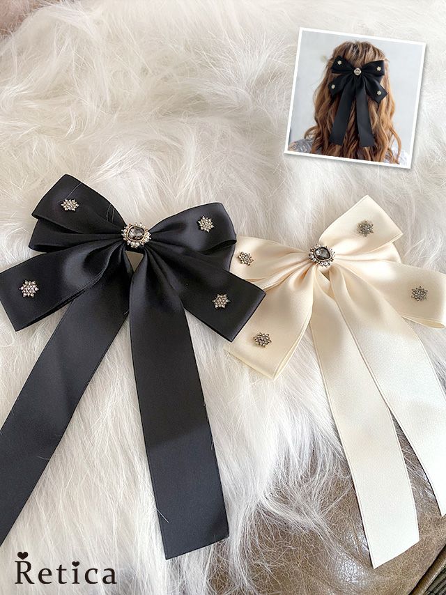 ビジュー×ロングリボンバレッタ