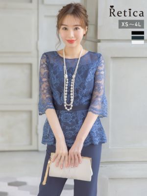 [SALE] デコルテシアー刺繍レース5部袖...