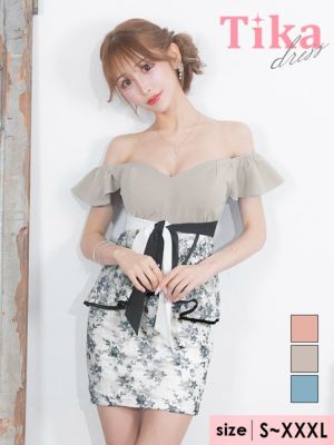 2Wayオフショルダーフリル袖ウエストリボン...