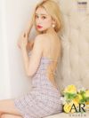 Angel-R エンジェルアール 高級キャミソールショルダービジューバックオープンチェック柄タイトミニドレス