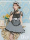 コスプレ ハロウィン 衣装 仮装 メイド服 ミニ丈 3点set Cuteギンガムチェック×ブラックレースラブリーメイド