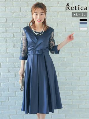 シースルー刺繍クロスデザイン5部袖ウエストリ...