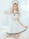 コスプレ ハロウィン 看護婦 看護師 衣装 仮装 パイピングレザーセクシーウエストレースデザインガーリーホワイトナース