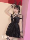 コスプレ ハロウィン うさぎ アニマル 衣装 仮装 Tika ティカ ベロア体型カバードットシアーレトロガーリーブラックバニー