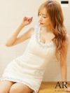 Angel-R エンジェルアール 高級デコルテフリンジビジューラメツイードノースリーブタイトミニドレス