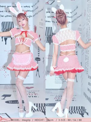 メイド風ギンガムチェックセクシーペアへそ出しフレアスカートバニーガール メイド風ギンガムチェックセクシーペアへそ出しフレアスカート