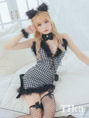 [コスプレ] 千鳥格子レースアップふわふわフ...