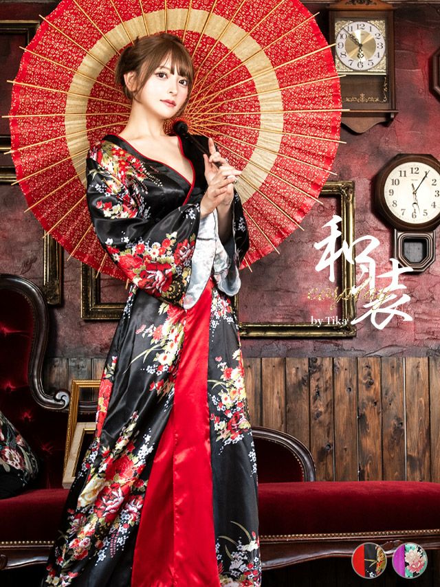 コスプレ ハロウィン 衣装 仮装 花魁和装フロントスリットロング丈ドレス