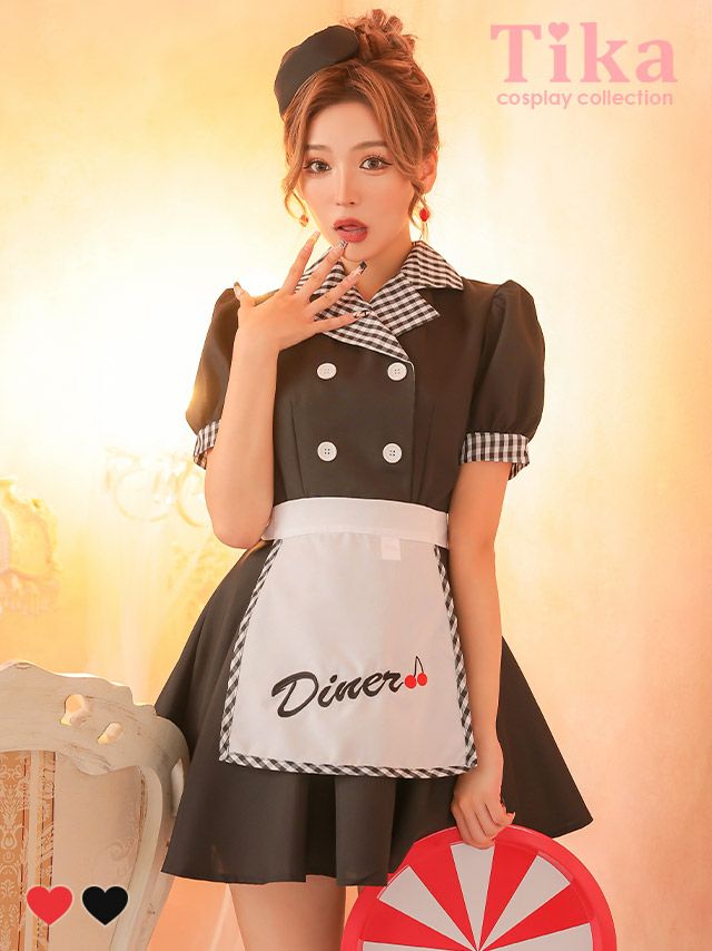 コスプレ ハロウィン ウェイトレス 衣装 仮装 ガーリーフレアスカートダイナーガールウェイトレス